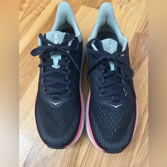 HOKA One One Women’s W Clifton 7 Running Training Shoes Navy Orange Size 8 - Picture 2 of 6